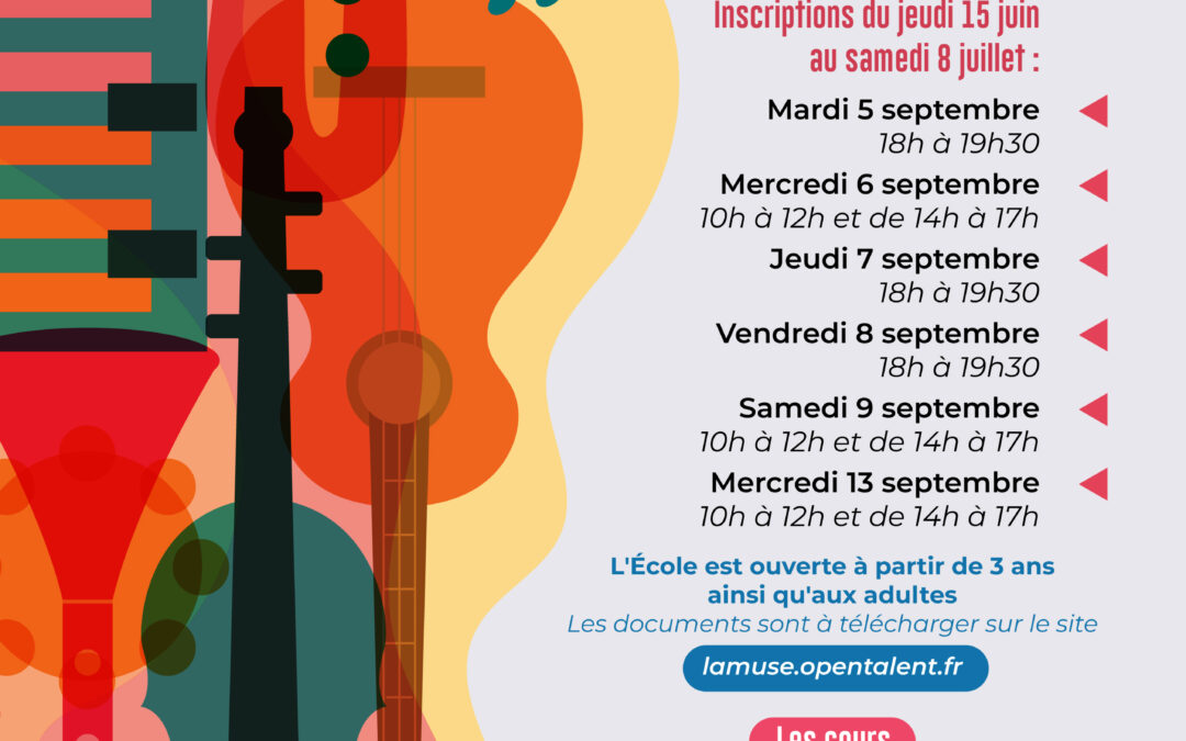 Inscription école de musique municipale – 15 juin au 6 juillet 2023