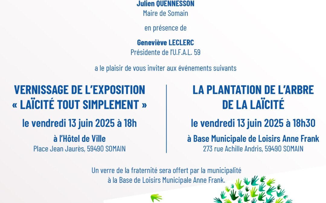 INVITATION – Vernissage de l’exposition “Laïcité tout simplement” – 13 juin