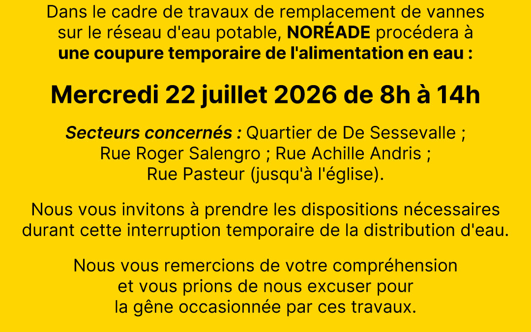 Info coupure d’eau – 22 juillet