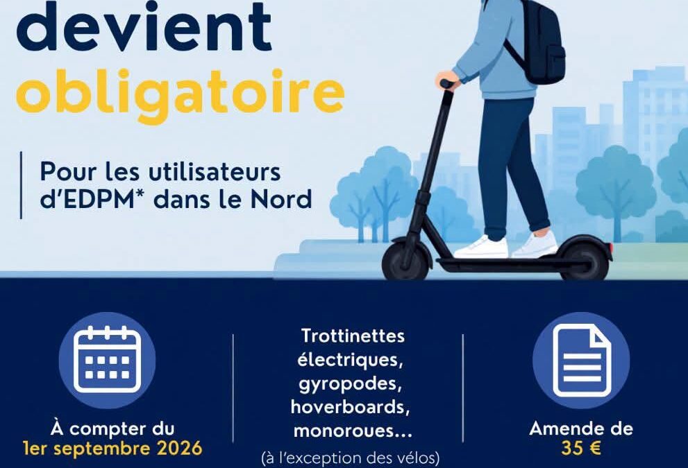 Sécurité routière : à trottinette le casque devient obligatoire dans le Nord – 1er sept.